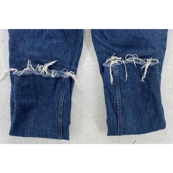 Free Assembly Jeans Women's Size 2 Blue Super High Rise Straight Distressed Torn - Picture 16 of 16
